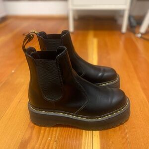 Dr. Martens Black Ankle Boots with Chunky Sole and Elastic Side Panels